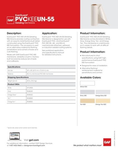 EverGuard PVC Detailing Membrane Data Sheet - COMEG986