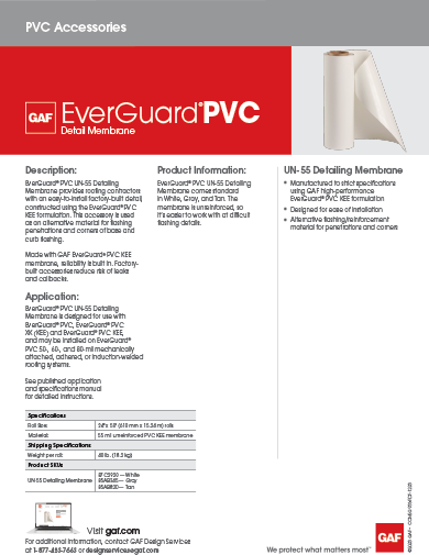 EverGuard PVC Detailing Membrane Data Sheet - COMEG986
