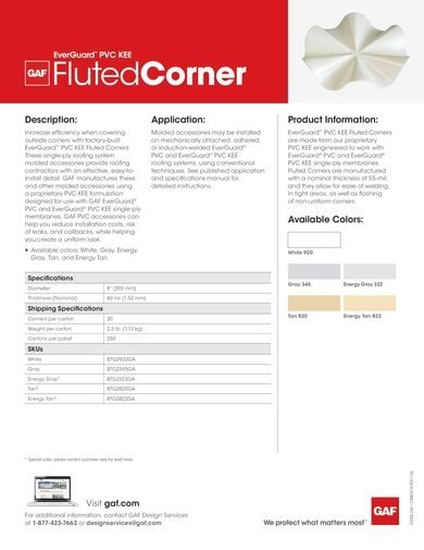 EverGuard PVC Fluted Corner Data Sheet - COMEG976