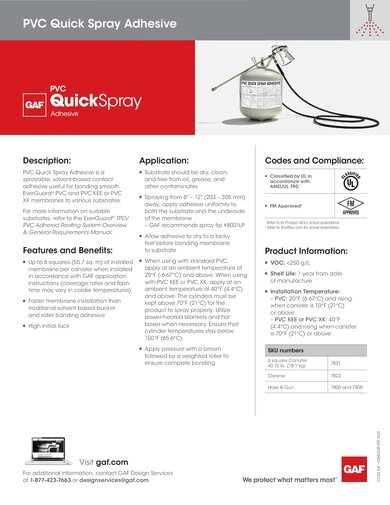 PVC Quick Spray Adhesive Data Sheet - COMEG389