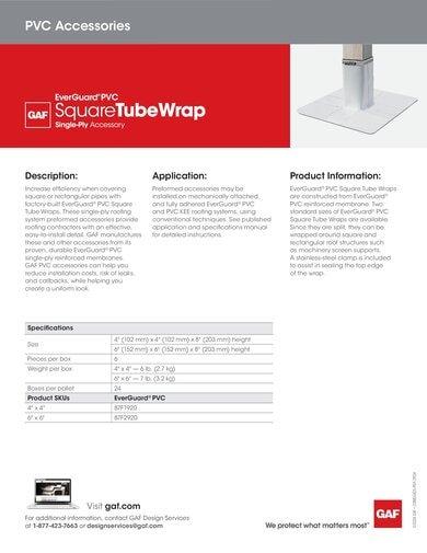 EverGuard PVC Square Tube Wrap Data Sheet - COMEG425
