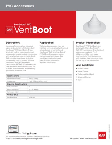 EverGuard PVC Vent Boot Data Sheet - COMEG427