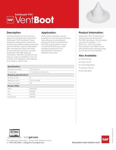 EverGuard PVC Vent Boot Data Sheet - COMEG427
