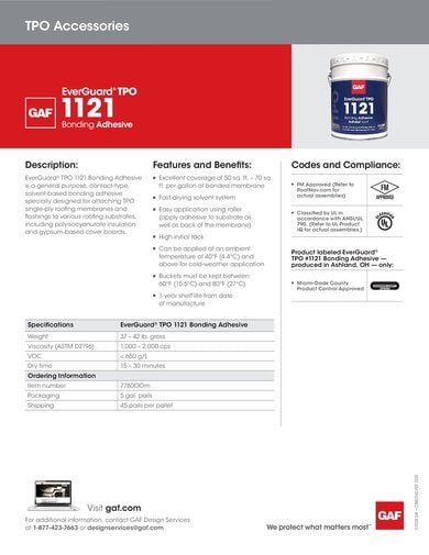 EverGuard TPO 1121 Bonding Adhesive Data Sheet - COMEG142