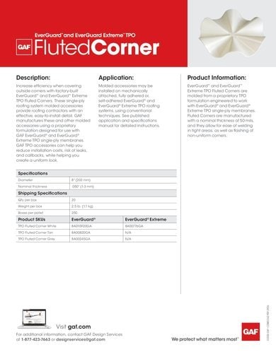 EverGuard and EverGuard Extreme TPO Fluted Corner Data Sheet - COMEG162