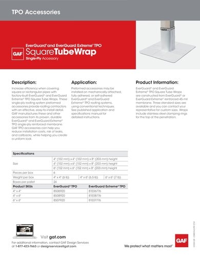 EverGuard and EverGuard Extreme TPO Square Tube Wrap Data Sheet - COMEG165