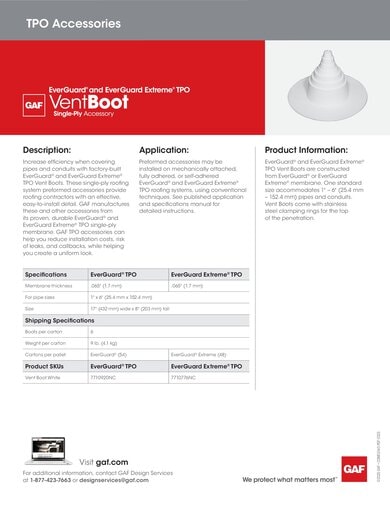 EverGuard and EverGuard Extreme TPO Vent Boot Data Sheet - COMEG160