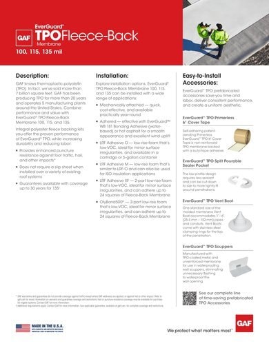 EverGuard TPO Fleece-Back Membranes 100-115-135 Data Sheet - COMEG857