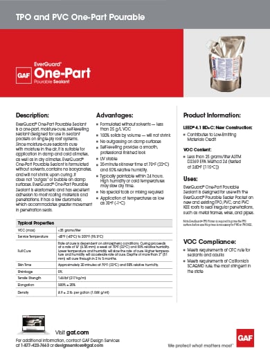 EverGuard One-Part Pourable Sealant Data Sheet - COMEG181