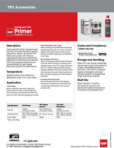 EverGuard TPO Primer and EverGuard TPO Low VOC Primer Data Sheet - COMEG836