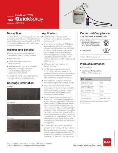 EverGuard TPO Quick-Spray Adhesive Data Sheet - COMEG835