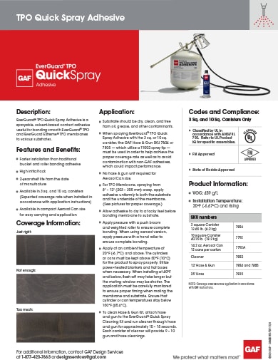 EverGuard TPO Quick-Spray Adhesive Data Sheet - COMEG835
