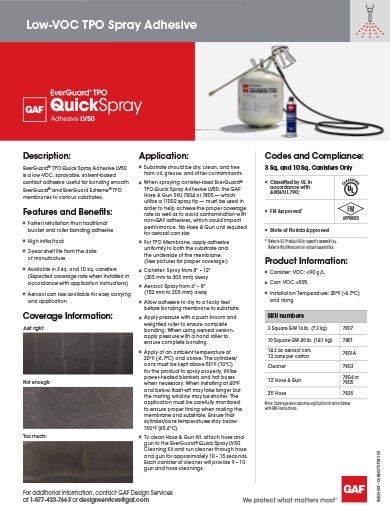 EverGuard TPO Quick Spray Adhesive LV50 Data Sheet - COMEG375