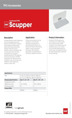 EverGuard TPO Scupper Data Sheet - COMEG851