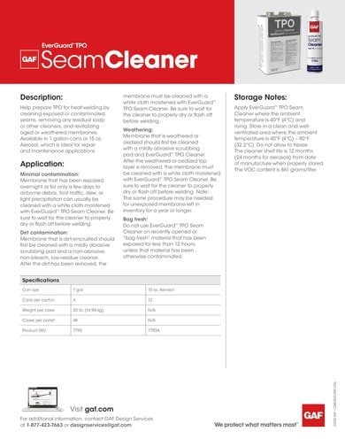 EverGuard TPO Seam Cleaner Data Sheet - COMEG840
