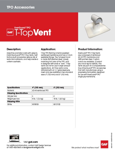 EverGuard T-Top Vent Data Sheet - COMEG870