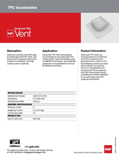EverGuard TPO Vent Data Sheet - COMEG842