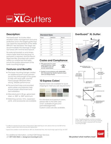EverGuard XL Gutters Data Sheet - COMGN459