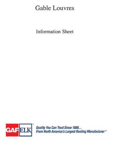 Gable Louvers (Intake/Exhaust) Information Sheet