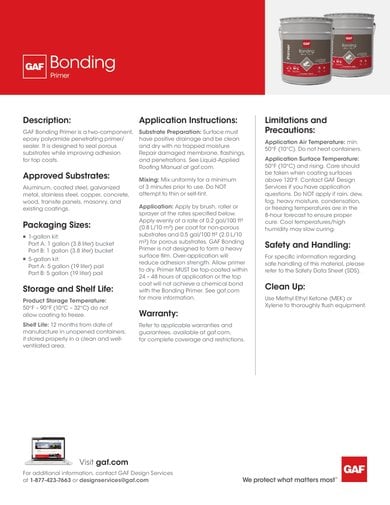 GAF Bonding Primer Data Sheet - COMCO734