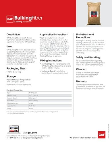 GAF Bulking Fiber Data Sheet - COMCO747