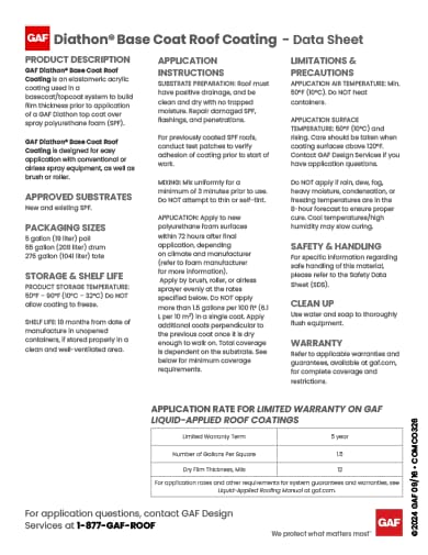 GAF Diathon Base Roof Coating Data Sheet - COMCO326