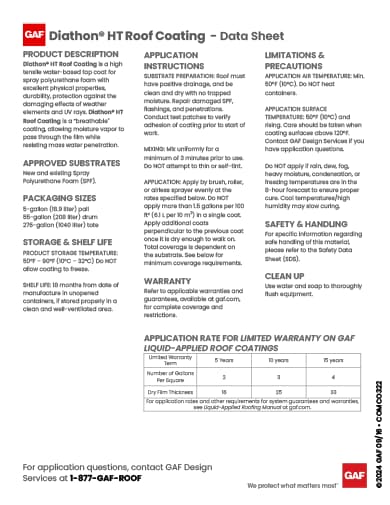 GAF Diathon HT Roof Coating Data Sheet - COMCO322
