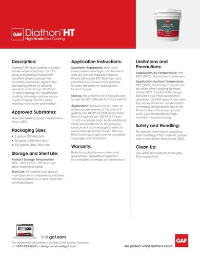 GAF Diathon HT Roof Coating Data Sheet - COMCO723