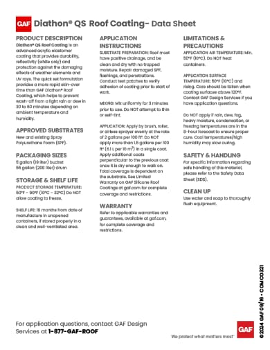 GAF Diathon QS Roof Coating Data Sheet - COMCO321