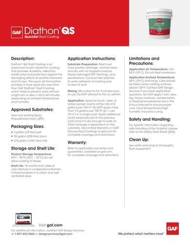 GAF Diathon QS Roof Coating Data Sheet - COMCO722