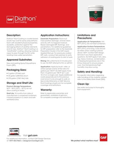 GAF Diathon Roof Coating Data Sheet - COMCO720