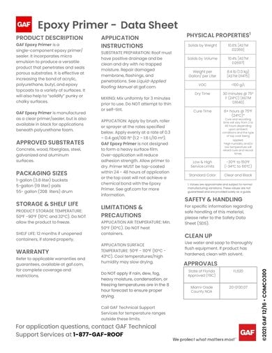 GAF Epoxy Primer Data Sheet - COMCO300