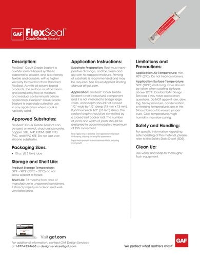 FlexSeal Caulk Grade Sealant Data Sheet - COMCO750