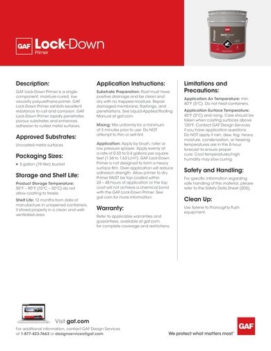 GAF Lock-Down Primer Data Sheet - COMCO732