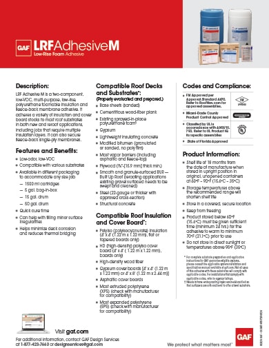 GAF LRF Adhesive M Data Sheet - COMGT488