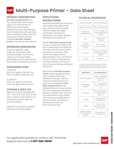 GAF Multi-Purpose Primer Data Sheet - COMCO299