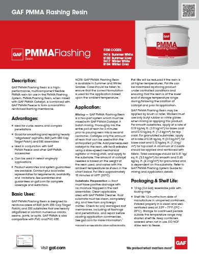 GAF PMMA Flashing Resin Data Sheet - COMAS089