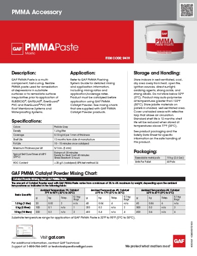 GAF PMMA Paste Data Sheet - COMEG093