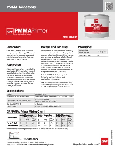 GAF PMMA Primer Data Sheet - COMEG092