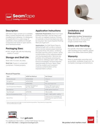 GAF Seam Tape Data Sheet - COMCO719