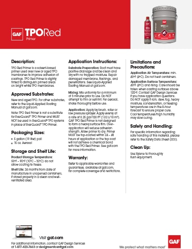 GAF TPO Red Primer Data Sheet - COMCO731