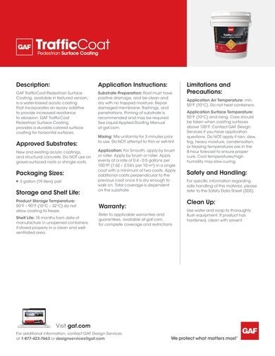 GAF TrafficCoat Pedestrian Surface Coating Data Sheet - COMCO743