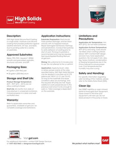 High Solids Silicone Roof Coating Data Sheet - COMCO705