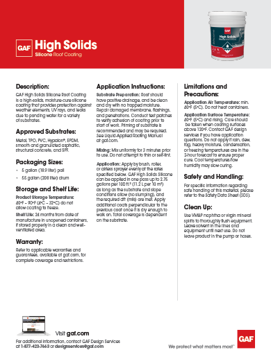 High Solids Silicone Roof Coating Data Sheet - COMCO705