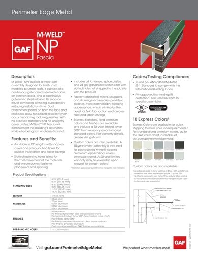 M-Weld NP Fascia Data Sheet - COMGN740
