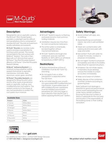 M Curb Pitch Pocket System DataSheet - COMAS100