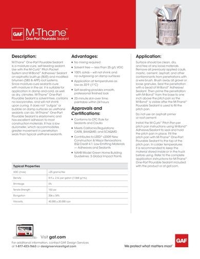 M-Thane One-Part Pourable Sealant Data Sheet - COMEG473