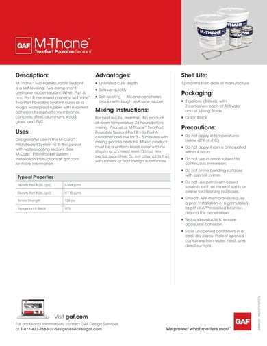 M-Thane Two-Part Pourable Sealant Data Sheet - COMEG472