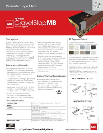 M-Weld Gravel Stop MB Fascia Type B Data Sheet - COMGN743