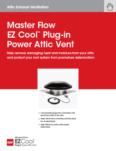 Master Flow EZ Cool Plug-in Power Vent Data Sheet - RESMF319